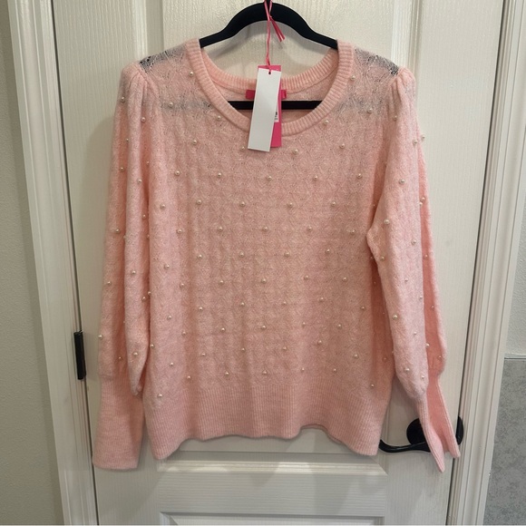 Lilly Pulitzer Pink Pearl Sweater Size XL EUC - Picture 3 of 8